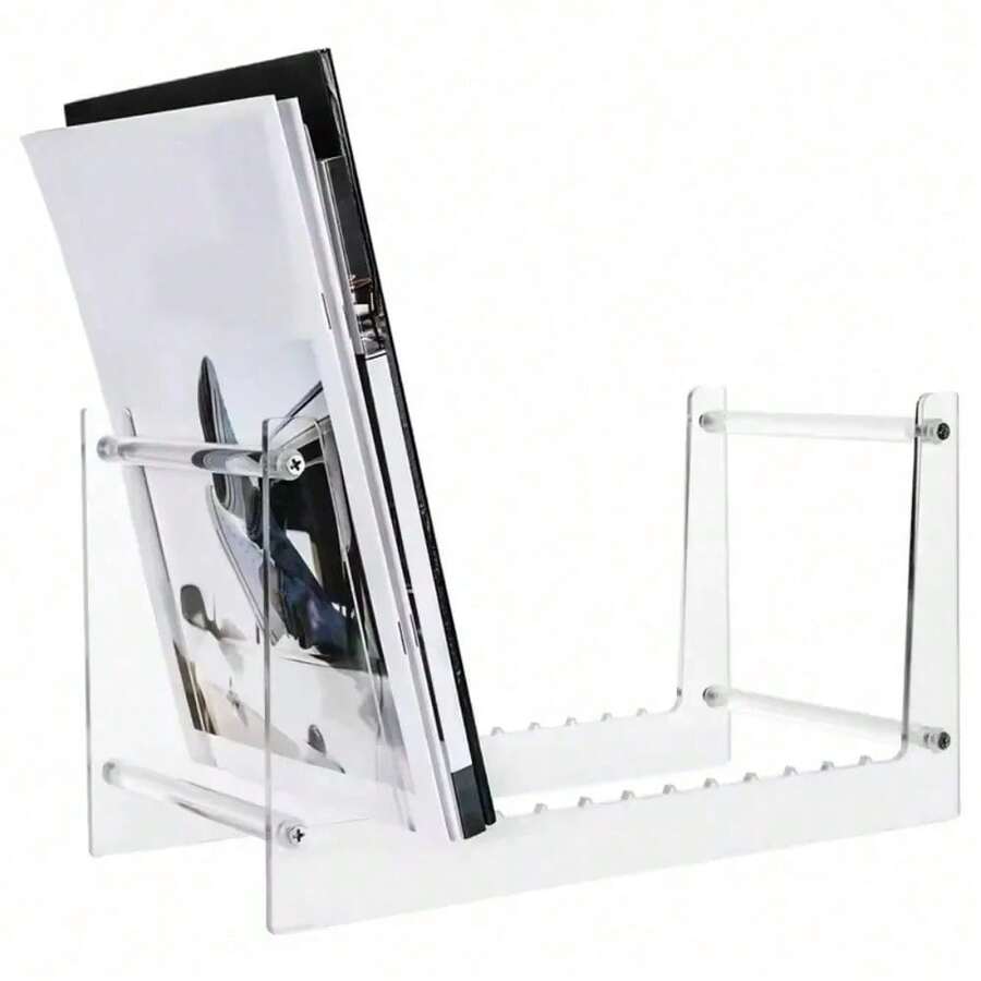 Multifunctional Vinyl Record Storage Rack! Moisture-Proof And Wear-Resistant Bookshelf, File Arrangement+Star Magazine Display - Transparent - View 1
