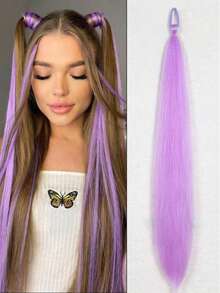 European And American Cross-Border Hot-Selling Rubber Band Ponytail Wig, Boxing Braid Colorful Elastic Rope Wig, Ponytail Hair Tie Hair Accessory - Maroon - View 17