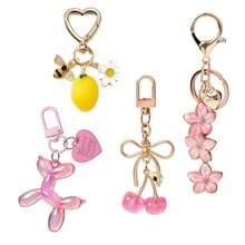 4pcs Handbag Charms, Cute Cherry Bow Keychain Wallet Accessories Pendant - Multicolor - View 10