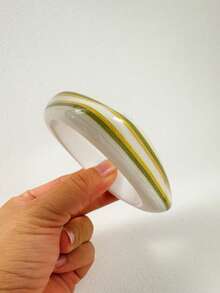 1pc/Vintage Retro Style Resin Rainbow Horizontal Striped Wide Bracelet, Suitable For Women's Daily Commute, Dopamine Outfit Jewelry Gift - Multicolor - View 7