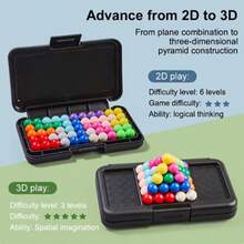 1pc 3D Puzzle Brain Challenge Game 200 Levels 3D Pyramid Unlock Puzzle - 2-In-1 Geometric Beads Logic Toy For Kids And Adults, Portable Travel Storage Box, Suitable For Road Trips And Airplane Travel - Children's Logical Thinking Training, Travel Tabletop Game, Family Gathering Interactive Board Game, Stress Relief Tool, Brain Training, Suitable For Kids And Adults For Leisure And Entertainment, Learn And Exercise Children's Thinking And Concentration Skills, Educational Gift For Halloween, Christmas, Thanksgiving, Random Color - Multicolor - View 4