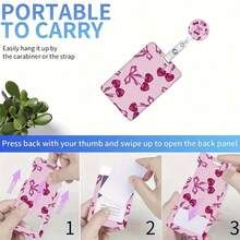 1pc 2D Fashionable Adjustable ID Badge Reel - Cherry Pattern Design, Durable Plastic, Pink For Nurses And Doctors Office Professionals, Professional Accessory, Workplace Identification, Decoration, Secure Attachment, Sturdy Construction - Multicolor - View 5