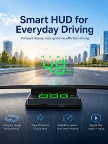 HUD Inteligente para Coche con GPS, Muestra la Dirección de Conducción, Navegación de Alta Definición Dual GPS+Beidou, Tasa de Refresco Alta de 10Hz, Velocímetro Plug and Play Tipo-C, con Detección Automática de Luz, Compatible con MPH/KM/H, Brújula y Múltiples Modos de Visualización, Apto para Proyección de Conducción Diurna y Nocturna - Pantalla de visualización frontal - Ver 11