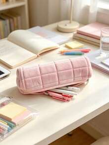 Cute Multi-Color Pencil Case, Aesthetic Large Capacity Fabric Pencil Pouch, Cute Desktop Storage For Students, Suitable For School And Office, Soft Pencil Bag Stationery Desktop Accessory, Back To School Essential - A - View 8