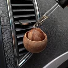 Original Handmade Car Air Vent Diffuser Small Round Egg-Shaped Wooden Diffuser Natural Black Walnut Color Car Air Vent Diffuser Car Interior Fragrance Essential Oil Diffuser Wood, Fragrance-Free - one-size - View 8