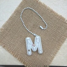You Can Make Your Own White Diamond Letter Car Rearview Mirror Hanger. It Features A Silver Bead Chain Design, With An Elegant Shiny Cream Texture. It Can Be Easily Hung On The Car's Rearview Mirror And Is A Charming Interior Decoration For Your Car. - Letter Pendant - View 56