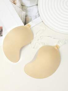 1 Pair Mango Yellow Push-Up Adhesive Bra, Invisible Strap Design, Front Closure, Provides Breast Support, Comfortable And Reusable, Suitable For Swimwear, Bikini And Deep V-Neck Outfits, Includes 1 Pair Silicone Flower Nipple Covers - Multicolor - View 3