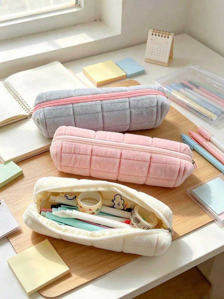 Cute Multi-Color Pencil Case, Aesthetic Large Capacity Fabric Pencil Pouch, Cute Desktop Storage For Students, Suitable For School And Office, Soft Pencil Bag Stationery Desktop Accessory, Back To School Essential
