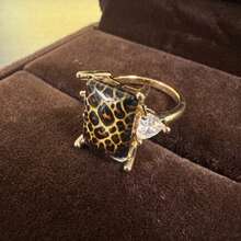 1pc Leopard Print Design Ring, Gold Luster CZ Inlaid Vintage Animal Pattern, Suitable For Women's Daily Wear And Party Occasions, Great Gift For Her - Gold - View 4