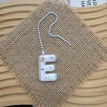 You Can Make Your Own White Diamond Letter Car Rearview Mirror Hanger. It Features A Silver Bead Chain Design, With An Elegant Shiny Cream Texture. It Can Be Easily Hung On The Car's Rearview Mirror And Is A Charming Interior Decoration For Your Car. - Letter Pendant - View 35