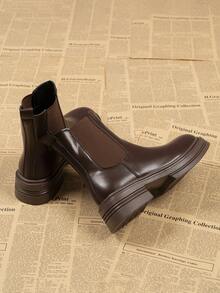 Women's 2026 New Spring/Autumn Thick Sole Slim Chelsea Ankle Boots - Brown - View 4