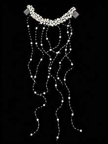 1pc Handmade Pearl Pendant Tassel Hair Clip, Exquisite Cross-Border European And American Style Hair Accessory, Bohemian Vintage Long Dangle Pearl Tassel Hair Comb, Suitable For Party, Daily Or Formal Occasions - Multicolor - View 9