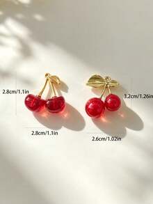 1pc 3D Cherry Pendant Crystal Chain Car Steering Wheel Gear Shift Hanging Decoration Interior Car Decor Accessories For Women - A - View 4