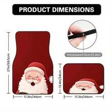 4pcs Universal Car Floor Mats Set, Santa Claus Red Design, Durable Polyester Material, Easy To Clean, Front And Rear Mats, Full Vehicle Protection, Car Interior Accessories, Christmas Gift - Santa Claus - View 7