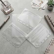 6 st A7 M5 lösa bladpärmsfickor med dragkedja, transparenta och frostade alternativ, 6-hålsdesign, förvaringspåsar för planeringsklistermärken, små kort, foton och biljetter, idol-samling, handgjorda DIY-pappersaccessoarer - Sets - Visa 3