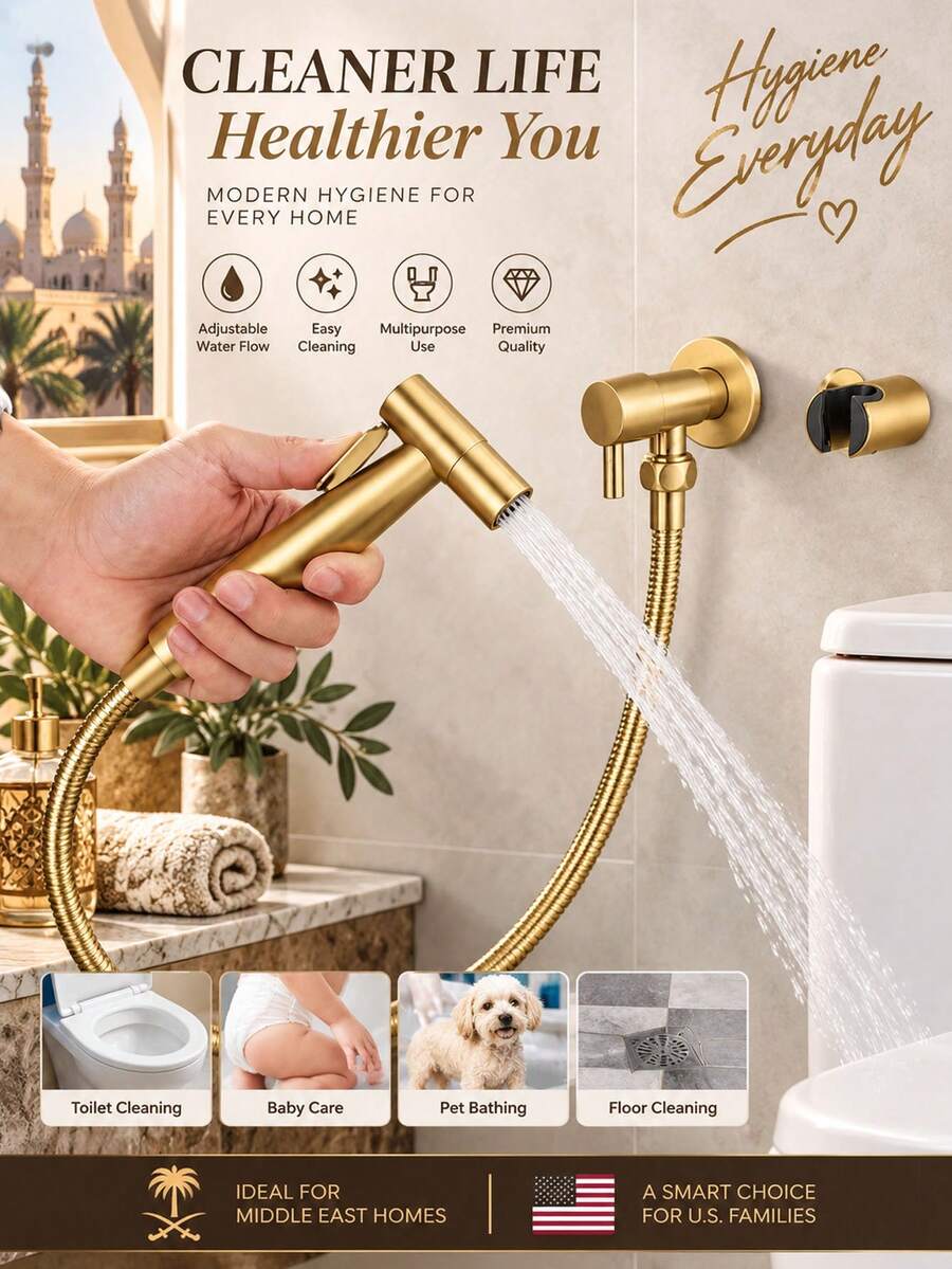 Self-Cleaning Shower Head Bidet Spray Set, 304 Stainless Steel Cold Water Spray Gun, Handheld Toilet Bidet Sprayer Kit