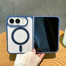 Miniso 磁吸無線充電手機殼，相容 iPhone Duo，新款 iPhone 18 折疊式，壓克力 PC 硬背 + TPU 軟邊，高透明 HD 保護殼，極簡商務高級風，男女通用 - 深藍色 - 查看 6