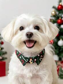 Christmas Adjustable Pet Collar, Suitable For Cats And Small Dogs, British Style Christmas Gingerbread Man Plaid Pattern, Pet Christmas Gift, Pet Holiday Party Outfit - Multicolor - View 7