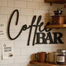 1pc Vintage Coffee Bar Metal Sign - Cursive Style, Rustic Wall Decor With Holes, Perfect For Farmhouse Decor, Ideal Christmas Gift, Coffee Bar Decoration, Vintage Coffee Bar, Cursive Art, Coffee Bar Decor - One Size Fits All - View 2
