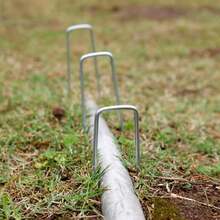 U-Shaped Garden Ground Stakes, Heavy Duty Fence Post Stakes, Galvanized Landscape Ground Pins For Lawn Fixing And Isolation - Multicolor - View 5