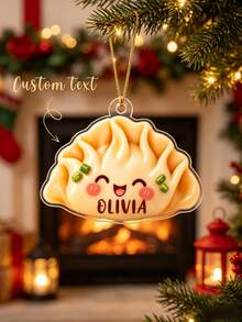 1pc Custom Name Cute Dumpling Christmas Ornament, Personalized Name Acrylic Food Shape Tree Hanging, Funny Unique Christmas Keepsake Gift,Winter Festive Decor,Kitchen Decor,Christmas Gift - Multicolor - View 2