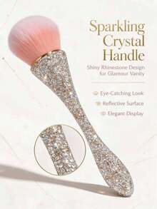 2pcs Luxury Rhinestone Makeup Brushes, Selected Fine Nylon Bristles, Smooth Application For Perfect Powder Makeup Effect, Gentle On Skin, Suitable For All Skin Types, Great For Daily Makeup And Touch-Ups, Exquisite Appearance Combining Aesthetics And Practicality - Multicolor - View 11