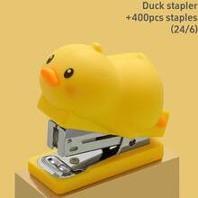 1 Set Stapler - Mini Doll Stapler 400pcs 24/6 Staples, Cartoon Bear Rabbit Duck Portable Animal Binder Cliper, Office Binding Tools, Back To School - Multicolor - View 13