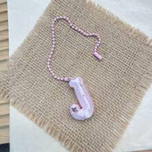 You Can Make Your Own White Diamond Letter Car Rearview Mirror Hanger. It Features A Silver Bead Chain Design, With An Elegant Shiny Cream Texture. It Can Be Easily Hung On The Car's Rearview Mirror And Is A Charming Interior Decoration For Your Car. - Letter Pendant - View 53