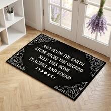 1pc Witch Welcome Doormat, High-Quality Velvet, Protective Spell Halloween Doormat, Gothic Moon Phase Fun Doormat, Suitable For Autumn, Halloween, Thanksgiving Atmosphere Decoration, Doormat, Home Decor, Area Rug, Welcome Mat, Carpet, Floor Mat - A - View 2