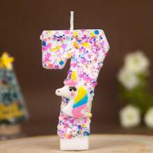 Hasbro شمعة عيد ميلاد يونيكورن برقم مخصص، لوازم حفلات DIY يدوية الصنع، شموع أرقام من 0-9 - أرقام متعددة الألوان - مشاهدة 18