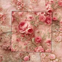 24 Sheets 6*6 Inch Soft Pink Rose Embossed Scrapbooking Paper, French Vintage Rococo Style Decorative Paper For Collage, Origami And Handmade Projects, DIY Paper, Scrapbook, Bullet Journal, Greeting Cards, Gift Wrapping - Square - View 3