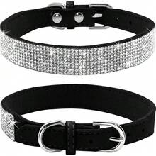 Dog Collar For Small Dogs, Lightweight Adjustable Microfiber Leather Suede Bling Dog Collars,Pink Dog Collar Cat Collar, Rhinestone Dog Collar. - Multicolor - View 12