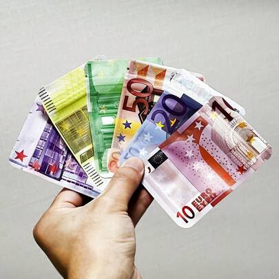 100pcs 1G Euro Banknotes Design Zipper Mylar Bag, Smell Proof Resealable Zip Lock Pouch, Foil Waterproof Bags, Plastic Packaging Bag With Window, Gift Wrap & Hay Bags (Vibrant Colors), Gift Storage Pouches, Gift Packing Bags
