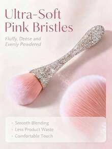 2pcs Luxury Rhinestone Makeup Brushes, Selected Fine Nylon Bristles, Smooth Application For Perfect Powder Makeup Effect, Gentle On Skin, Suitable For All Skin Types, Great For Daily Makeup And Touch-Ups, Exquisite Appearance Combining Aesthetics And Practicality - Multicolor - View 12