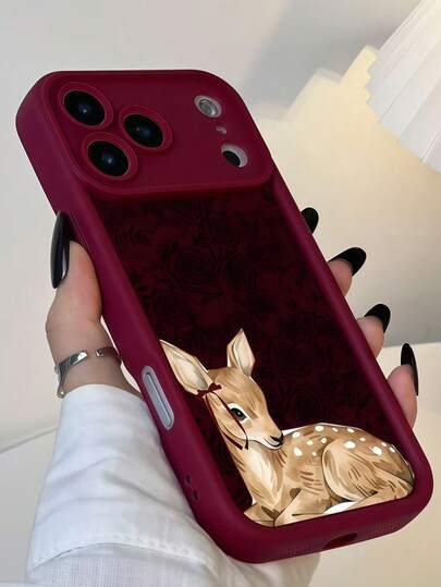 Fashionable Tianyan Staircase With Black Dark Rose And Elegant Plum Deer Pattern Phone Case, TPU Soft Material Matte Texture, Anti-Drop Anti-Scratch Full Coverage Comfortable, Compatible With Samsung Galaxy A03/A04/A05/A06/A07, Galaxy A32/A33/A34/A35/A36/A37, Galaxy A51/A52/A53/A54/A55/A56/A57, Honor 600/600 Pro, Honor 400/400PRO/400lite, Transsion Smart 7, Smart 9/Smart 8, G52/G14/G60/G75/G54, 7 Pro/7/8/9/10 And Other Phone Models