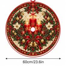 1件裝金色鈴鐺聖誕圖案聖誕樹裙，優雅配色節日裝飾，5種尺寸，中性節日禮物，適用於居家與派對聖誕家居裝飾 - 蠟燭金鈴聖誕 - 查看 12