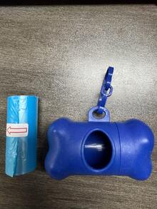 2/1 Bone Design Poop Scooper + Solid Color Dog Waste Bags, Convenient Outdoor Pet Trash Cleanup Bag - Blue - View 6
