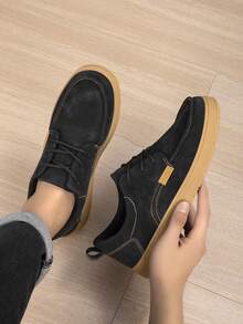 Men's Low-Top Lace-Up Loafers, All-Season Outdoor Walking Casual Shoes - Black - View 2