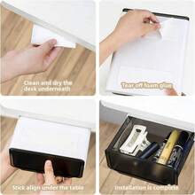 No-Drill Desk Drawer, Hidden Under-Desk Storage Drawer, Plastic Self-Adhesive Sliding Desk Drawer For Office, Vanity, Home Use - Multicolor - View 4