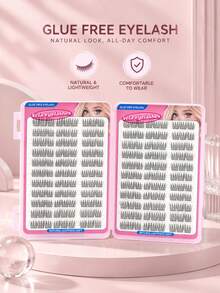 ACE Glue-Free Removable Segmented False Eyelashes, Natural-Looking Upper Lashes, Large Capacity 12 Rows Self-Adhesive Clusters - View 4