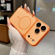 Magnetic Skin-Feel Phone Protective Case Compatible With IPhone 11 12 13 14 15 16 Pro Max 17 17 Pro Max 18 18 Pro Max - Orange - View 3