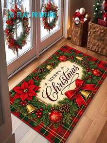 1pc 2D Printed Christmas Style Entry Mat, Non-Slip, Machine Washable, Easy To Clean Velvet Carpet, Suitable For Home And Outdoor Decor, Applicable To Entryway, Bedroom, Balcony, Gift Home Accessories/Holiday Decor/Home Decor - A - View 11