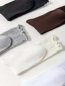 5/3/2/1 Pairs Thermal Lined Thickened Women's Autumn/Winter Knee-High Socks, Thick Soft Bottom, Warm Terry Socks, Mid-Calf Socks, Over-The-Knee Socks, Calf Socks, Loose Socks, Ruffle Socks, Indoor Fitness Yoga Socks, Solid Color Sports Dance Floor Socks, Comfortable And Breathable - Multicolor - View 3