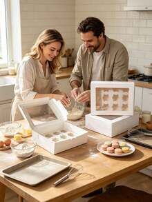 8/4/3pcs/1PC Cardboard Candy Cookie Boxes With Window, 12-Cavity Muffin Boxes, Large Candy Cookie Boxes For Birthday, Wedding, Valentine's Day Gift Packaging - Paper - View 2