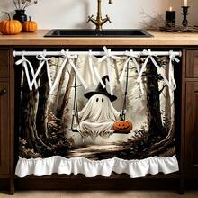 1PC Kitchen Curtain, Forest Ghost Pattern Multi-Functional Decorative Curtain, Suitable For Kitchen Curtain Cover, Oven Cover, Laundry Room, Dishwasher, Bathroom Window And Kitchen, Halloween Decoration - Multicolor - View 5