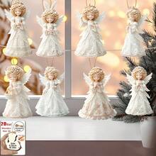 16pcs Lace Angel Hanging Ornaments Set, Artificial Wooden Hanging Decor For Christmas Tree And Home, New Cute Wooden Lace Little Angel Flat Hanging Decorations, Holiday Gift Decor (Random Style & Color) - Multicolor - View 1