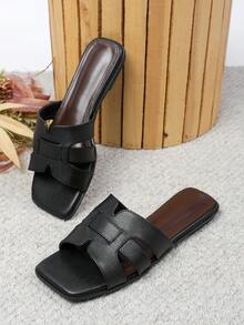 Women's Flat Sandals Spring Summer New Versatile Soft Sole Beach Sandals Fashion Roman Sandals - Black - View 5