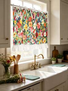1PC Kitchen Curtain, Floral Pattern Multi-Functional Protective Curtain, Suitable For Stove Hood, Cabinet Protection Board, Appliance Decorative Cover, Country Style And Daily Kitchen Decor, Heat-Resistant Protective Cover For Home Kitchen, Easy To Use - Multicolor - View 5