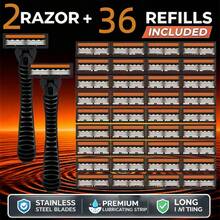 Men's Razors, Manual Shaving Razors, 3-Layres Blade Razors, Replacement Razor Blades, Hair Care Tools, Traditional Safety Razors For Smooth Shaving Travel - Multicolor - View 2