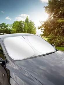 1pc Car Front Windshield Sun Shade, 1 Sun Shade + 1 Storage Bag, Car Sun Visor Front Windshield, Car Privacy Curtain, Anti-Freeze, Convenient Storage Design, Full Edge Seamless Fit, Equipped With High-Density Blackout Fabric With Reflective Coating, Protects Car Interior, Prevents UV Rays, Universal Fit For Sedans, SUVs And Trucks, Durable Car Interior Protection Accessory, Holiday Gift, New Year Gift, Christmas Gift - Car Sunshade - View 3